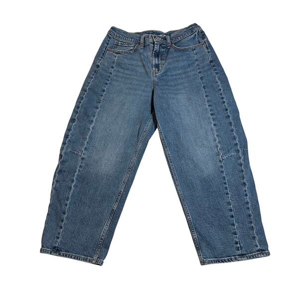 Old Navy High Waisted Barrel Ankle Jeans Size 8 Petite Casual Summer Preppy - Picture 2 of 11